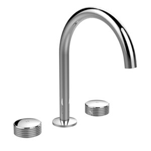 Three-holes basin mixer with swivel spout