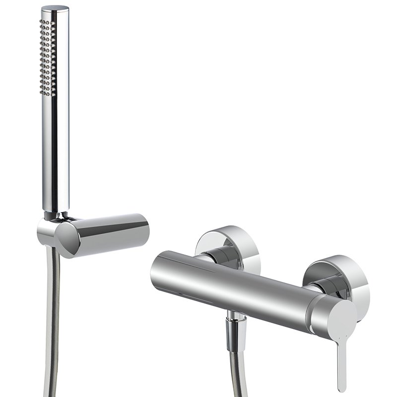 Exposed shower mixer with shower set