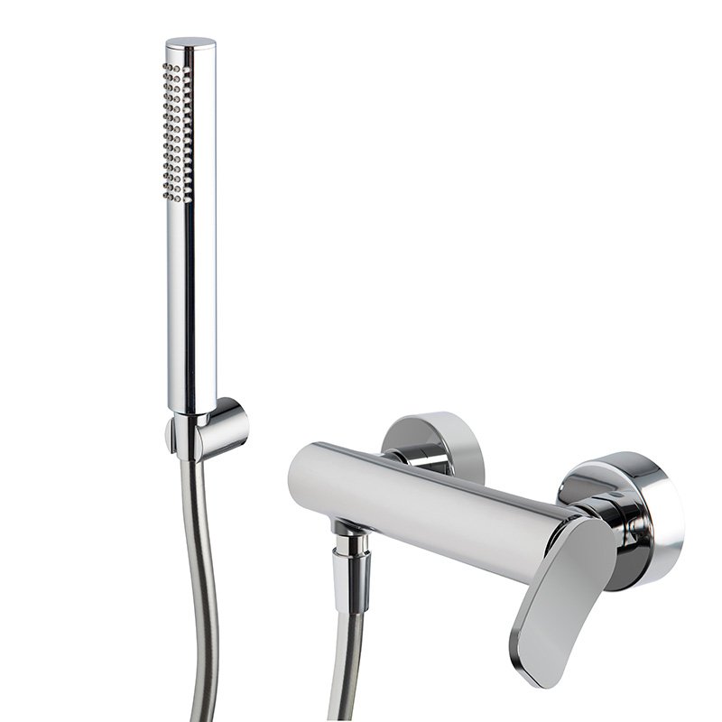 Exposed shower mixer with shower set