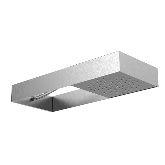Wall mounted Moove showerhead with brushed stainless steel frame