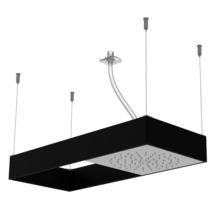 Moove Ceiling mounted showerhead with black matt frame
