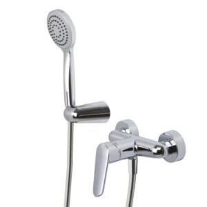 Exposed shower mixer with shower set