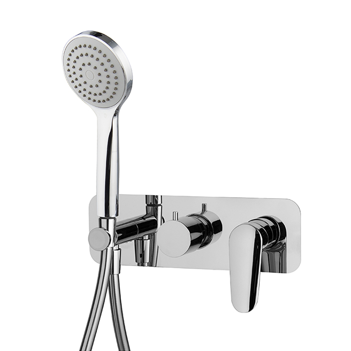 Single lever bath and shower mixer for concealed installation 2 outlets with shower set