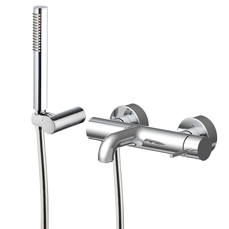 Exposed bath mixer with shower set