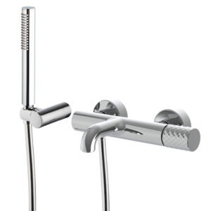 Exposed bath mixer with shower set