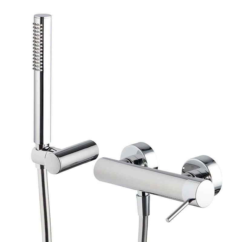 Exposed shower mixer with shower set