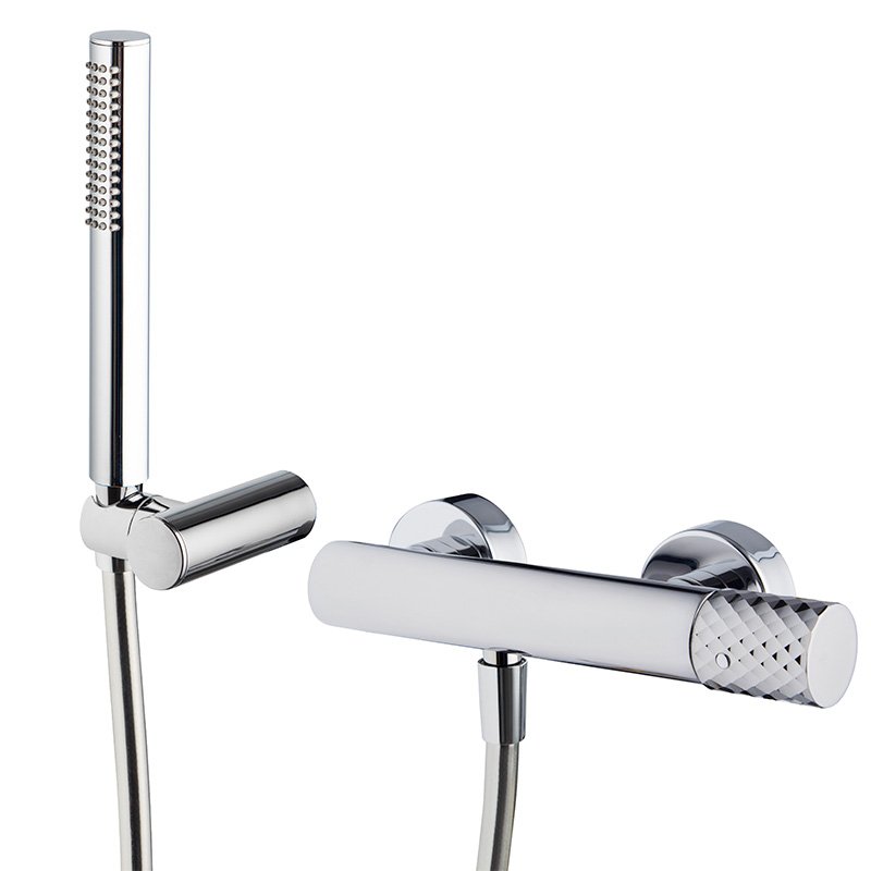 Exposed shower mixer with shower set