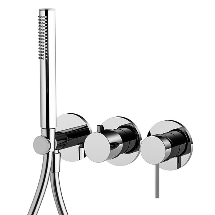 Single lever bath and shower mixer for concealed installation 2 outlets with shower set