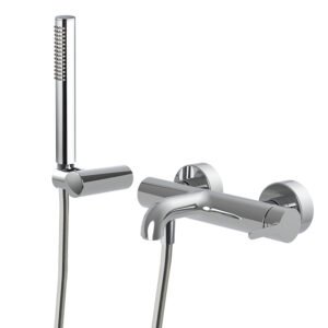 Exposed bath mixer with shower set