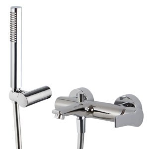 Exposed bath mixer with shower set
