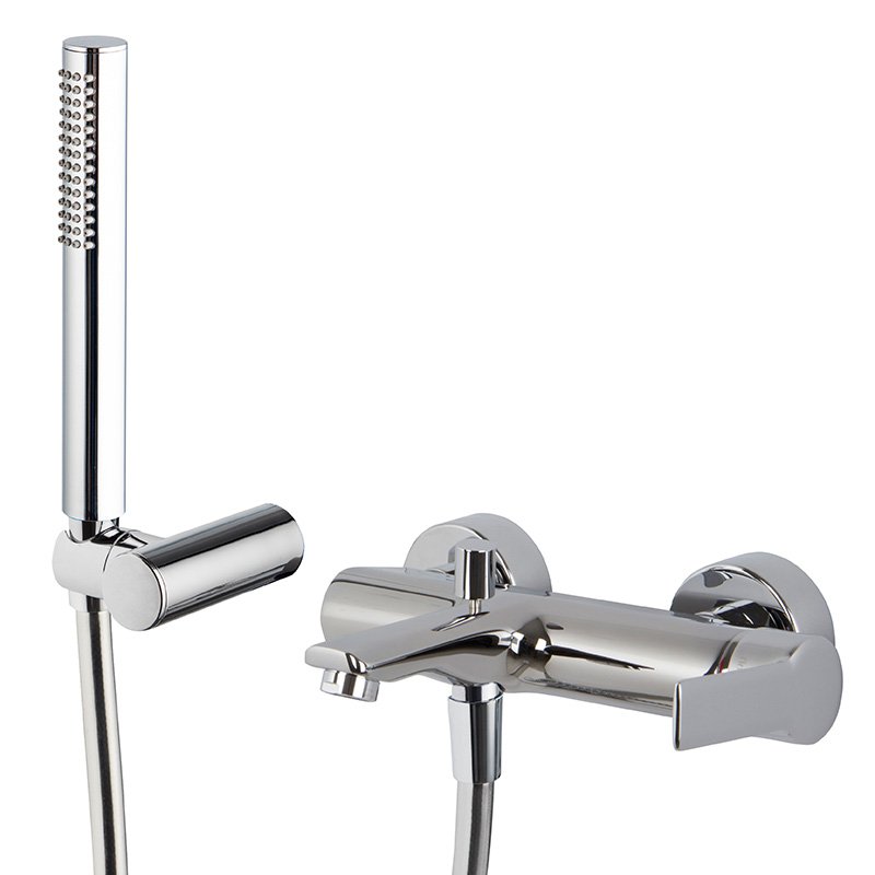 Exposed bath mixer with shower set