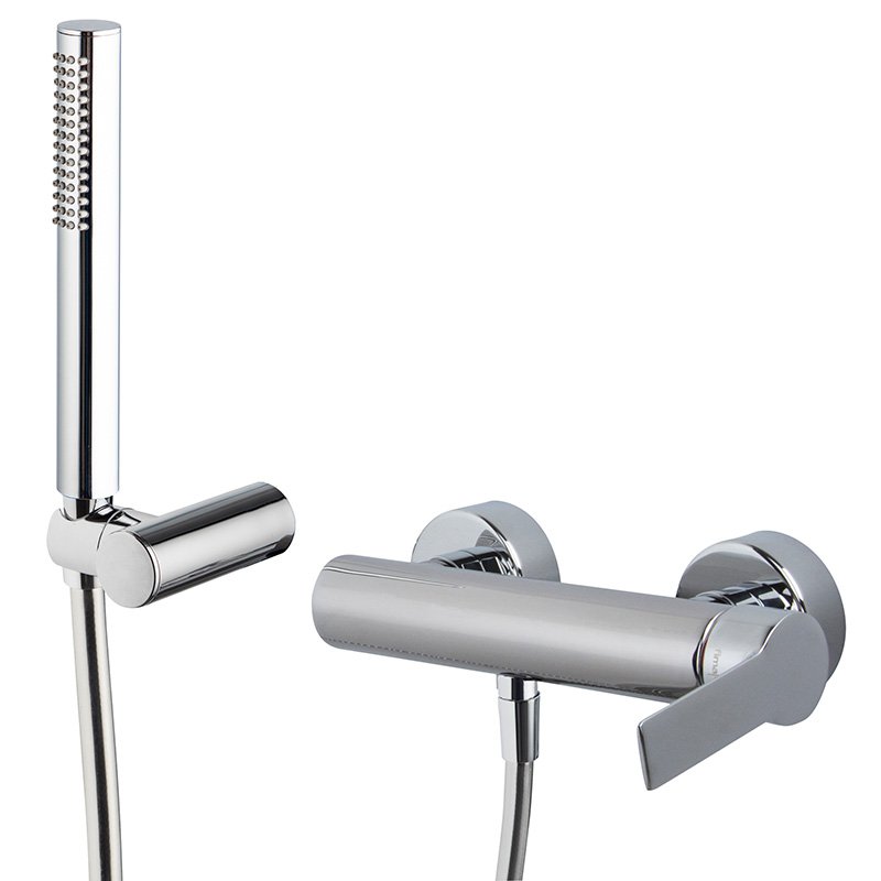 Exposed shower mixer with shower set