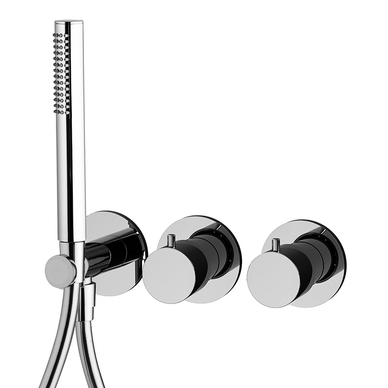 Thermostatic bath and shower mixer for concealed installation 2 outlets with shower set
