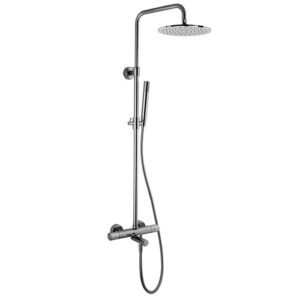 Exposed mechanical bath mixer with shower column, showerhead and shower set