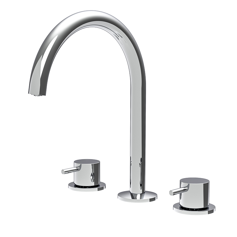 Three-holes basin mixer with swivel spout