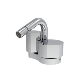 Single-hole bidet mixer with two controls