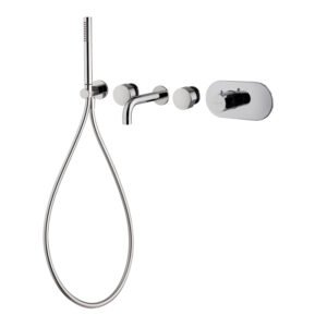 Two outlets thermostatic built in bath mixer