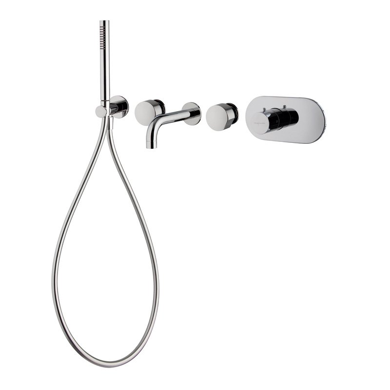 Two outlets thermostatic built in bath mixer