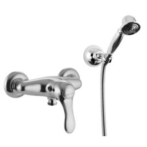 Exposed shower mixer with shower set