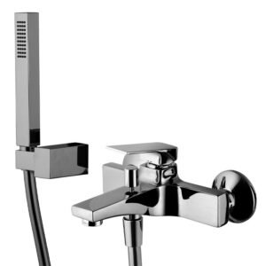 Exposed bath mixer with shower set