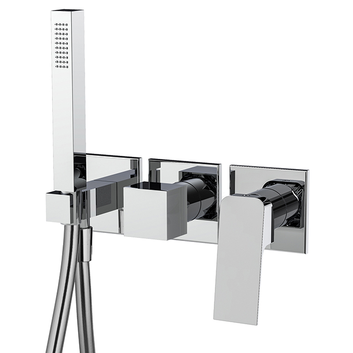 Single lever bath and shower mixer for concealed installation 2 outlets with shower set