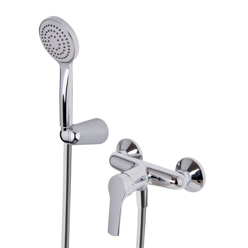 Exposed shower mixer with shower set