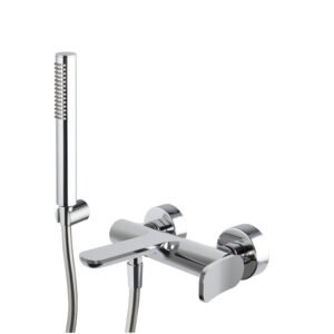 Exposed bath mixer with shower set