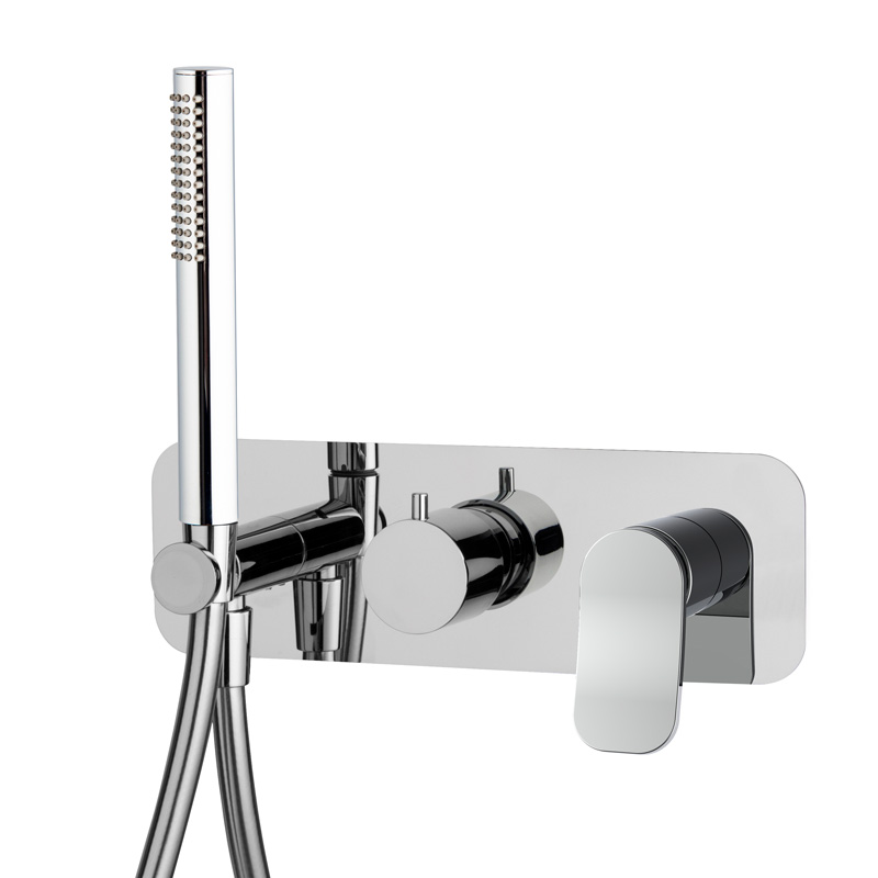 Single lever bath and shower mixer for concealed installation 2 outlets with shower set