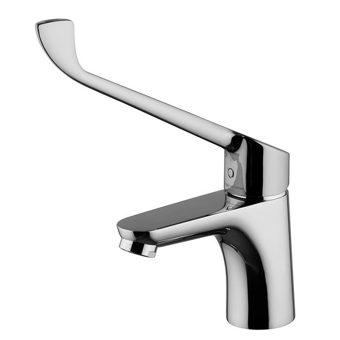 Wash basin mixer with clinical handle