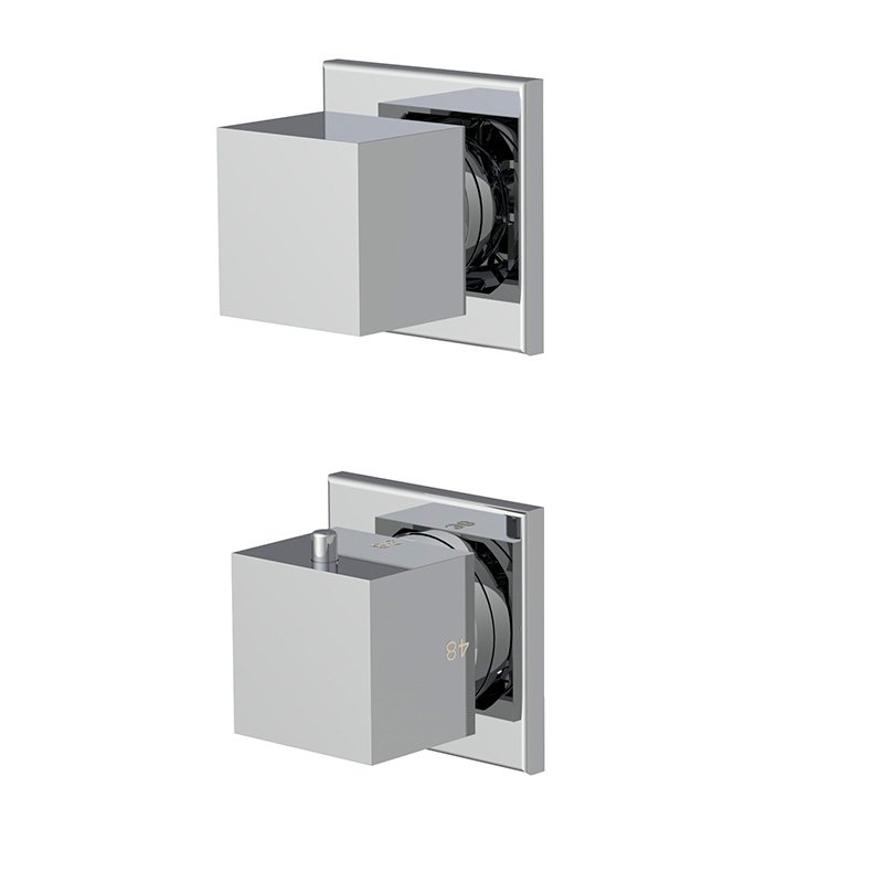 Thermostatic mixer for concealed installation with 2 outlets diverter