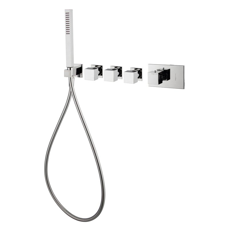 Built-in single lever bath/shower mixer with three outlets