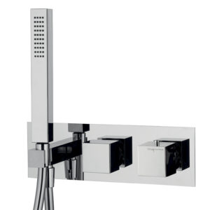 Thermostatic bath and shower mixer for concealed installation 2 outlets with shower set