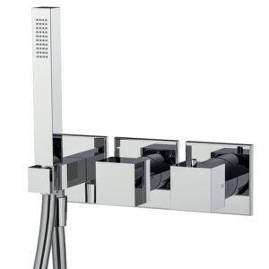 Thermostatic bath and shower mixer for concealed installation 2 outlets with shower set