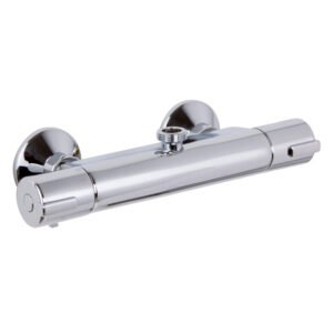 Exposed thermostatic shower mixer without shower set with upper outlet