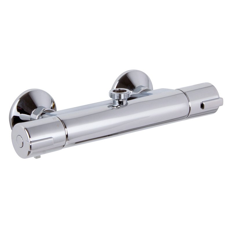 Exposed thermostatic shower mixer without shower set with upper outlet