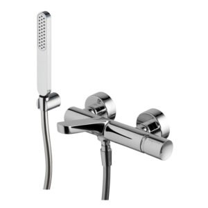 Exposed bath mixer with shower set