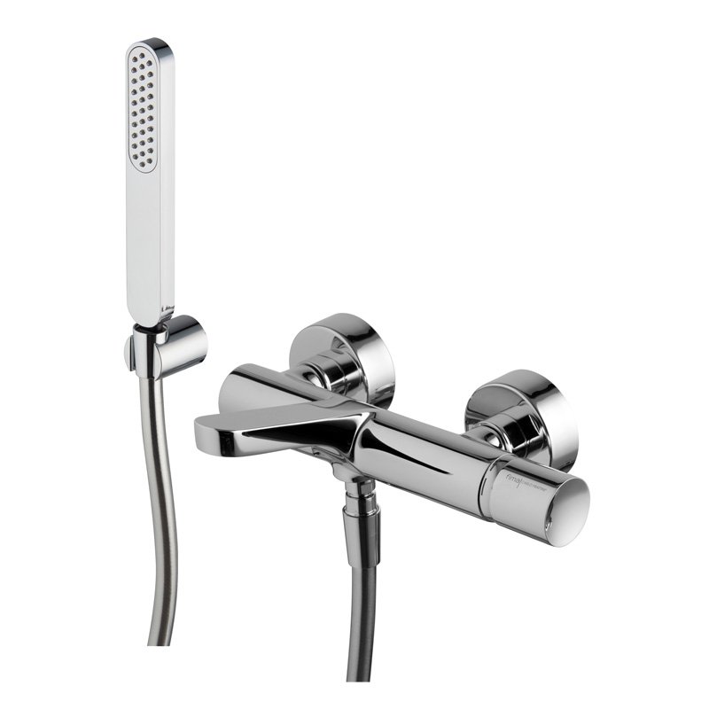 Exposed bath mixer with shower set