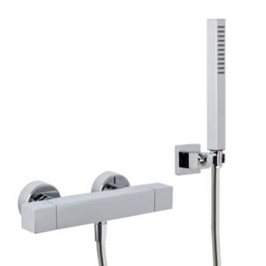 Exposed thermostatic shower mixer with shower set WITH METAL HANDLES