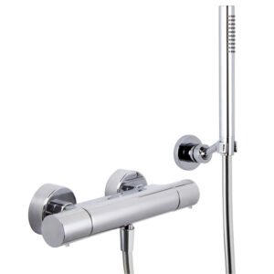 Exposed thermostatic shower mixer with shower set WITH METAL HANDLES