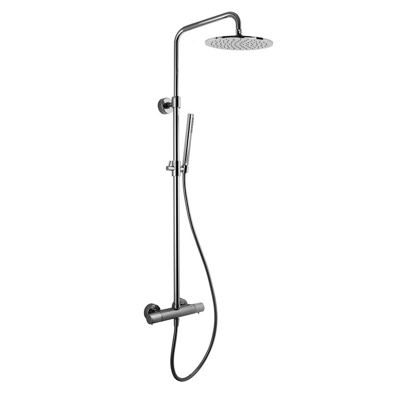 Exposed thermostatic shower mixer with shower column Spillo Tech, showerhead and shower set