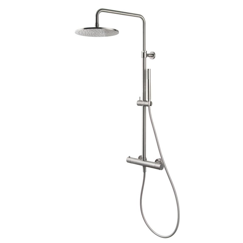 Exposed thermostatic shower mixer with shower column