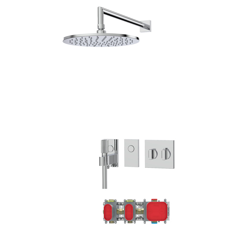 Switch built-in thermostatic shower mixer with three outlets
