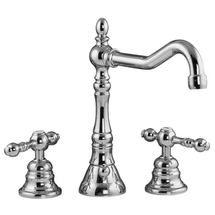 Three-holes basin mixer with swivel spout