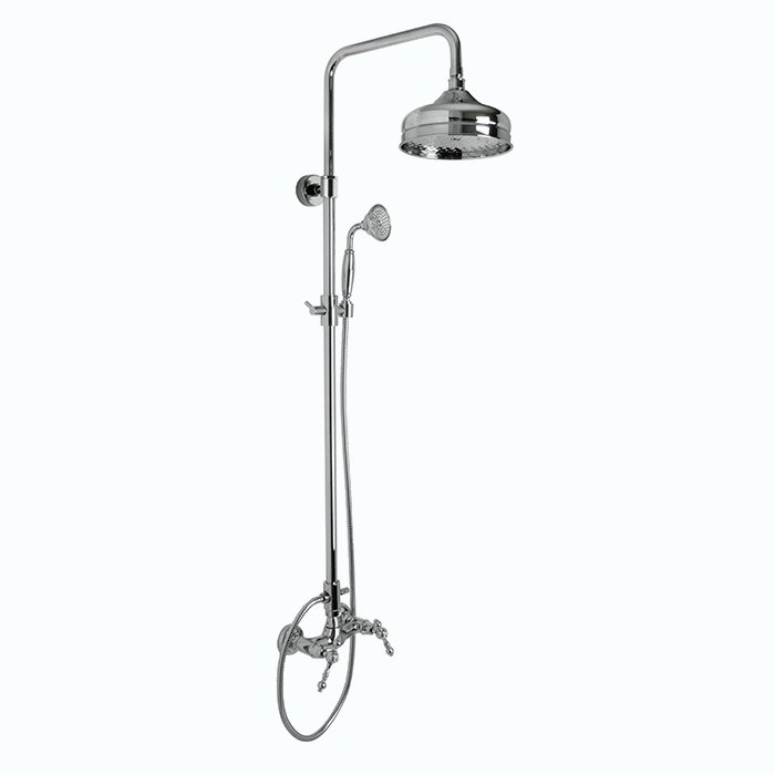 Exposed shower tap with shower column, showerhead and shower set