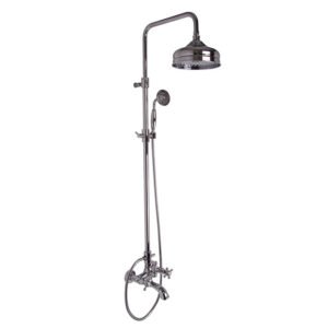 Exposed bath tap with shower column, showerhead and shower set