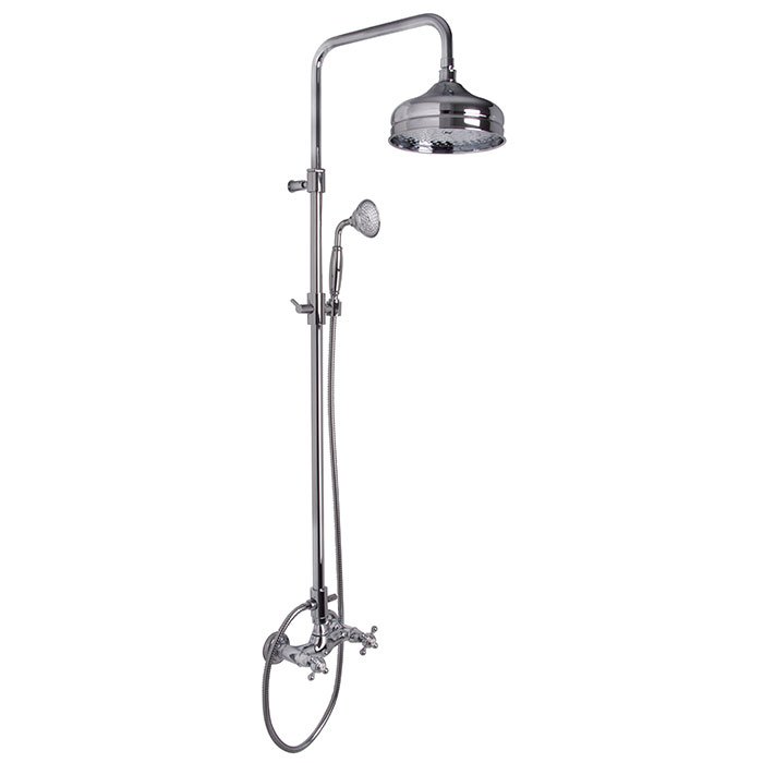Exposed shower tap with shower column, showerhead and shower set