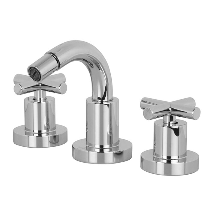 Three-holes bidet mixer with swivel spout