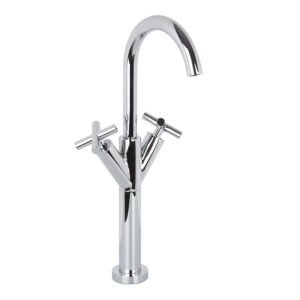 Sleeve wash basin mixer with swivel spout