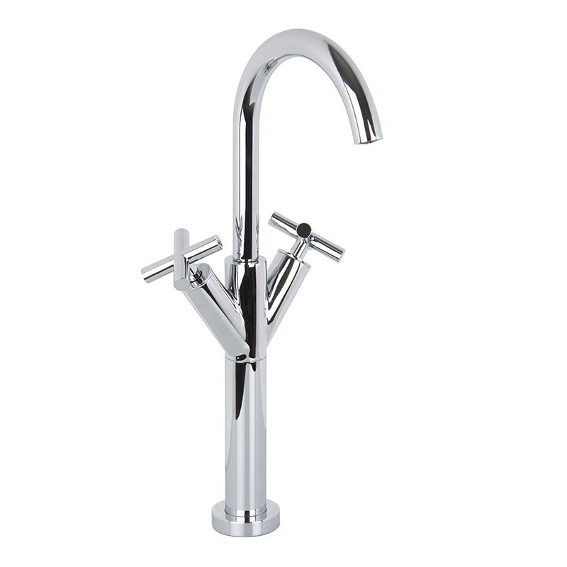 Sleeve wash basin mixer with swivel spout