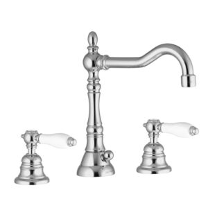 Three-holes basin mixer with swivel spout